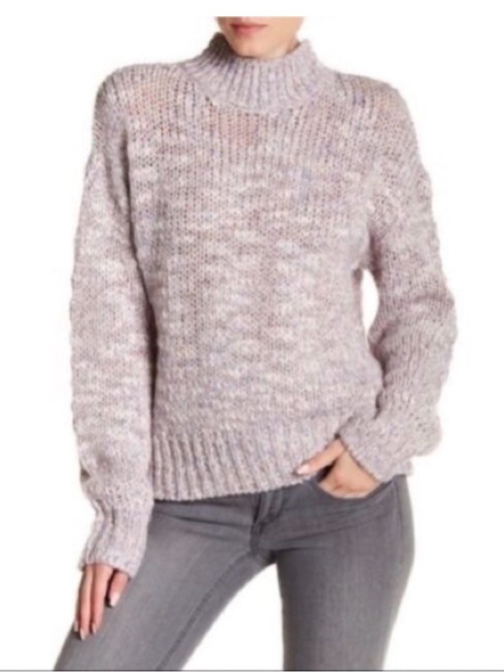 Melrose and Market Chunky Marled Knit Mock Neck Sweater
